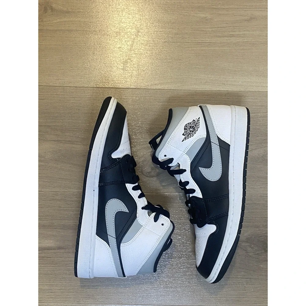 Nike Air Jordan 1 Mid White Shadow Grey 554724-073 Men's Size 8